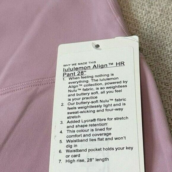 Lululemon Align Leggings Size 12 NWT High Rise 28” Tall Pink - Picture 3 of 8